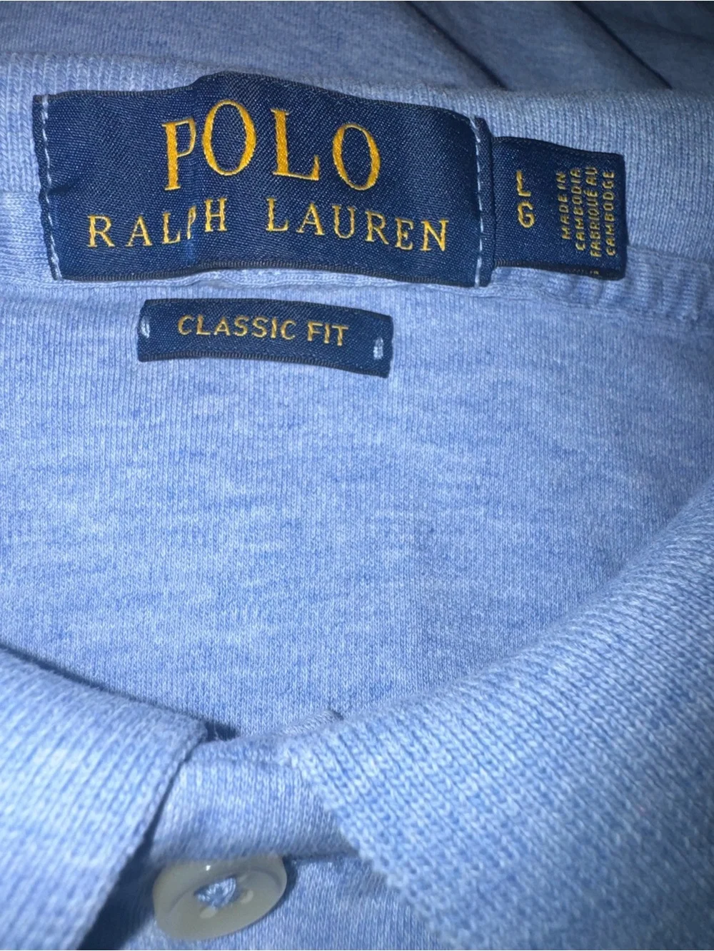 POLO Ralph Lauren Men's Weathered Light Blue Classic Fit Polo Shirt - Size L